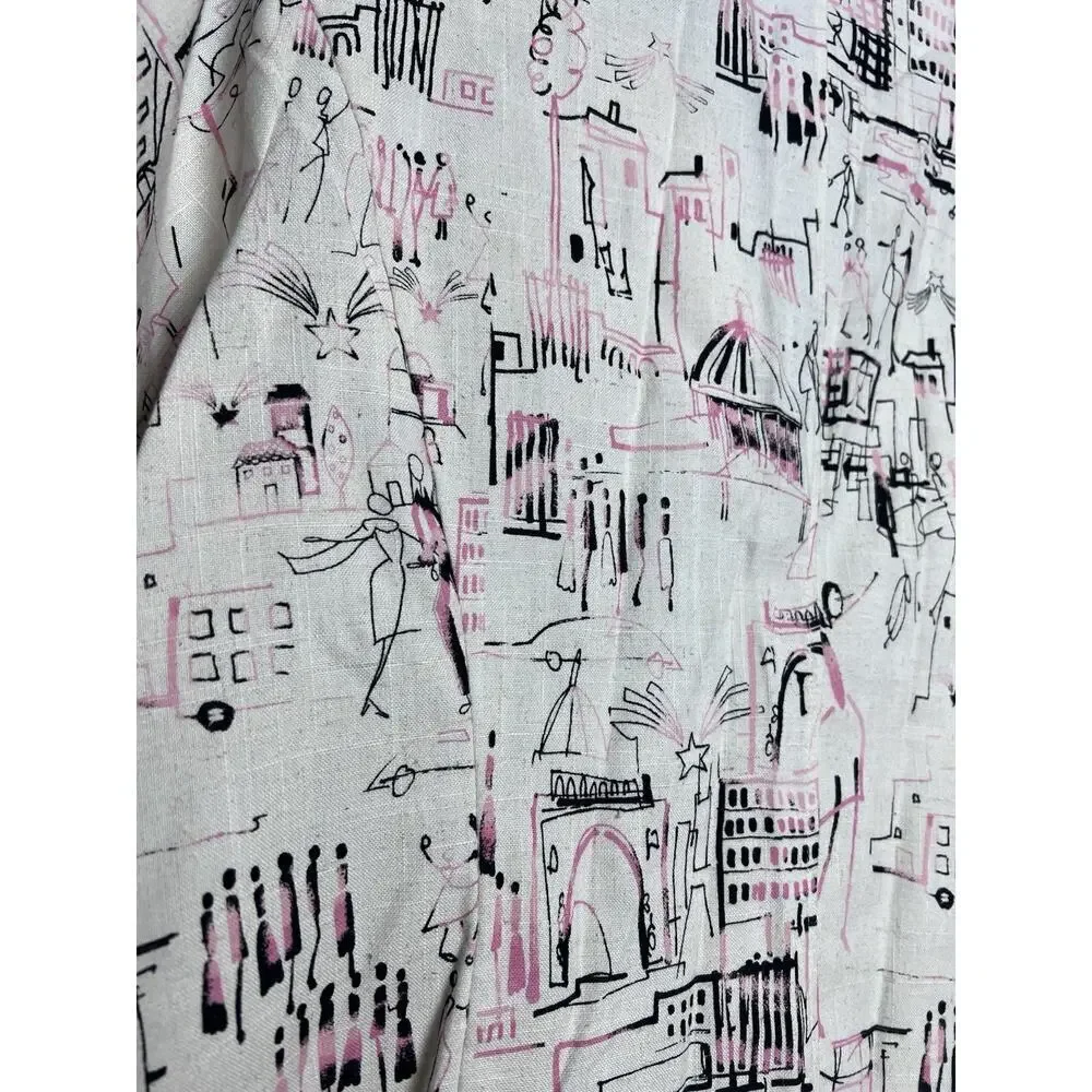 Prophecy Women's Short Sleeve Blazer Size 18 Shoulder Pads City Scape Pattern